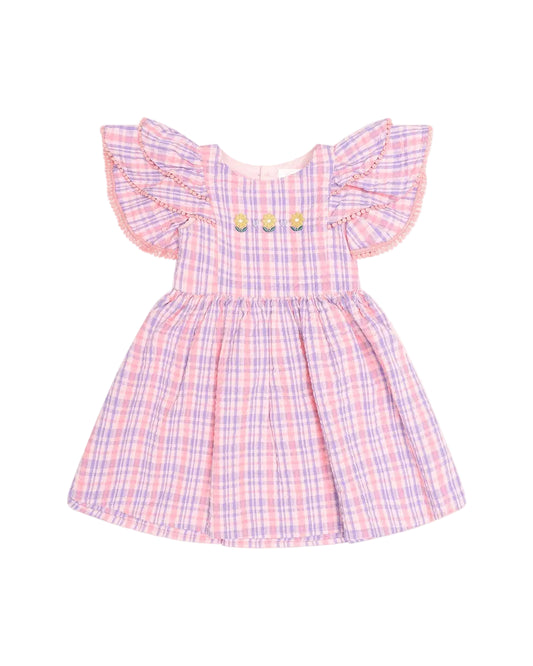 Floral Emb Tropical Check Dress