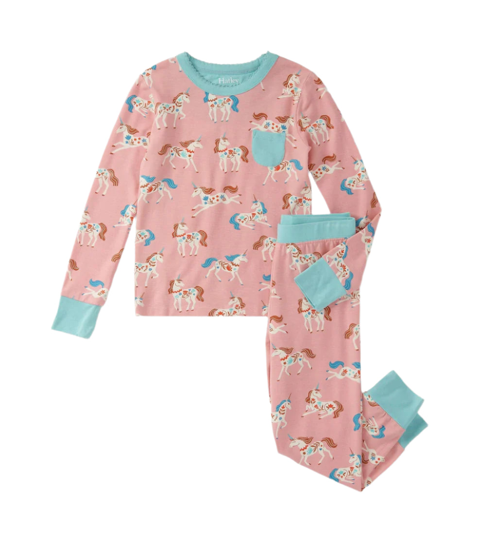 Folksy Unicorn Bamboo Pajama Set