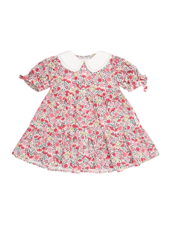 Festive Floral Frill Collar Dress