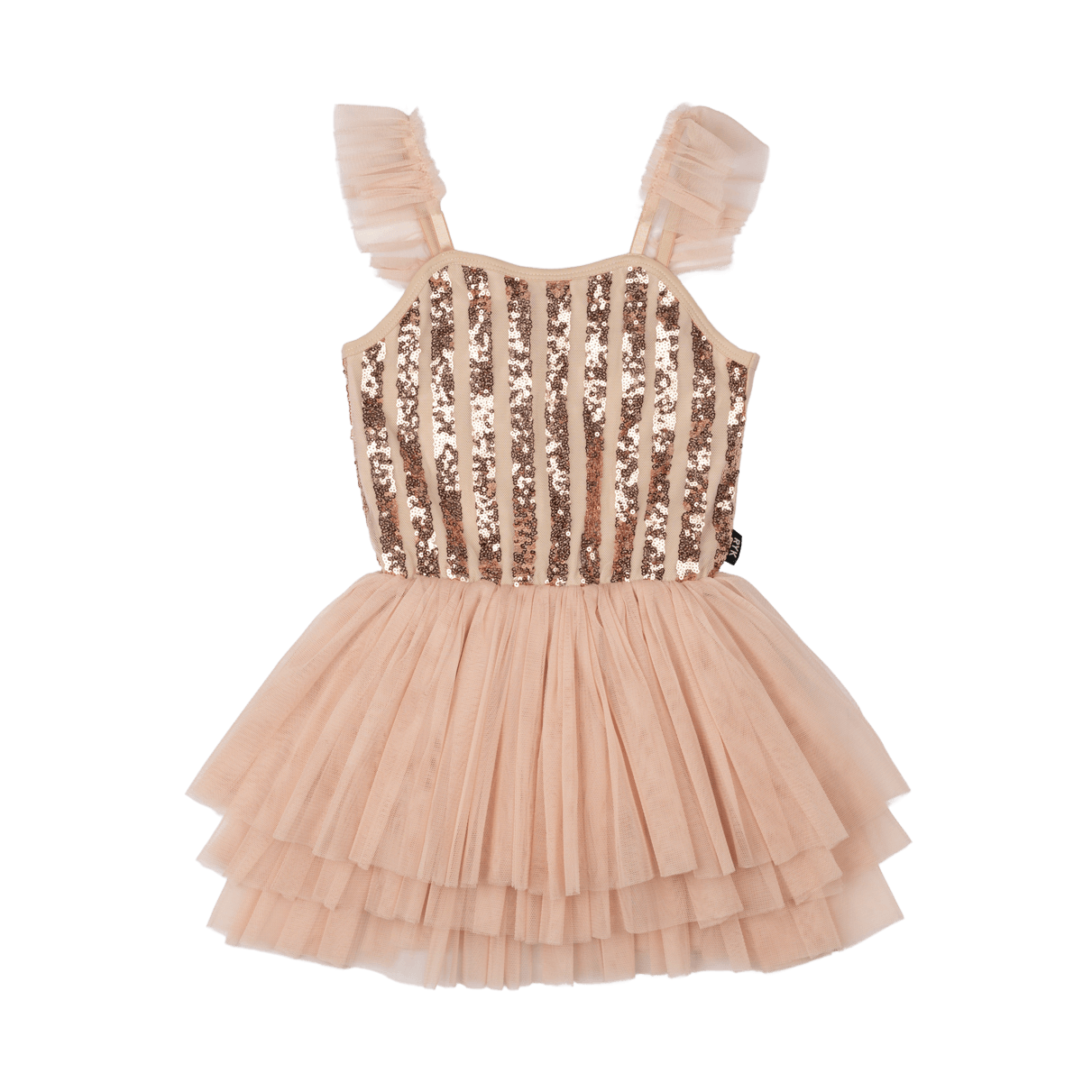 Gold Stripe Sequin Tulle Leotard Dress