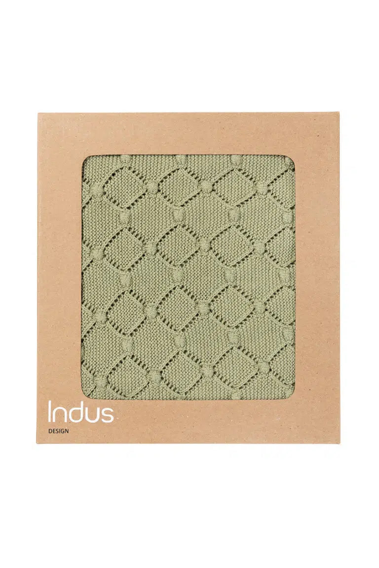 Vintage Knit Blanket -  Green