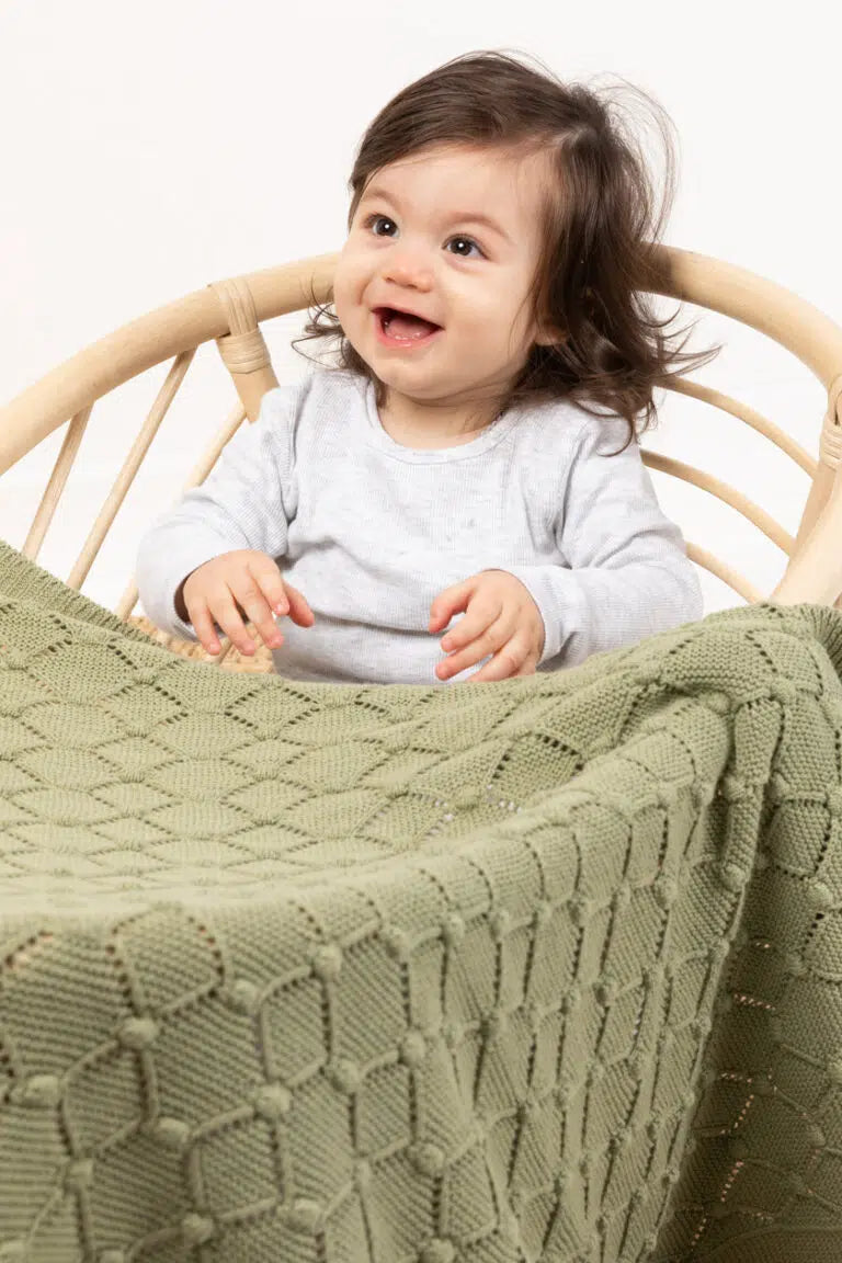 Vintage Knit Blanket -  Green