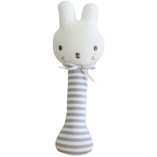 Baby Bunny Stick Rattle - Grey