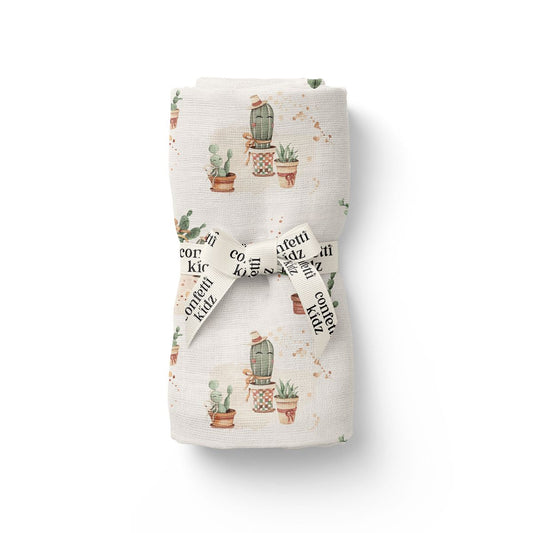 Organic Muslin Swaddle - Happy Cactus