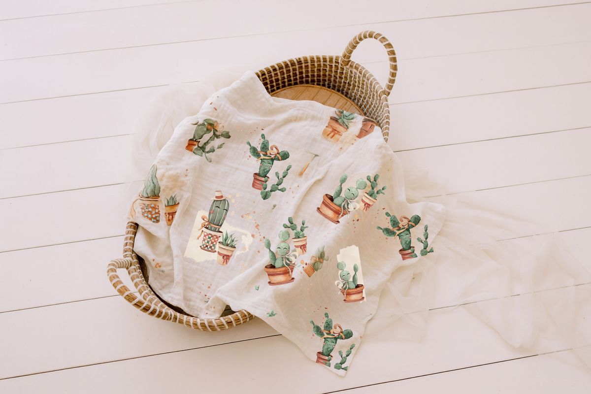 Organic Muslin Swaddle - Happy Cactus