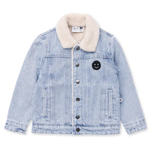 Load image into Gallery viewer, Happy Face Denim Bomber
