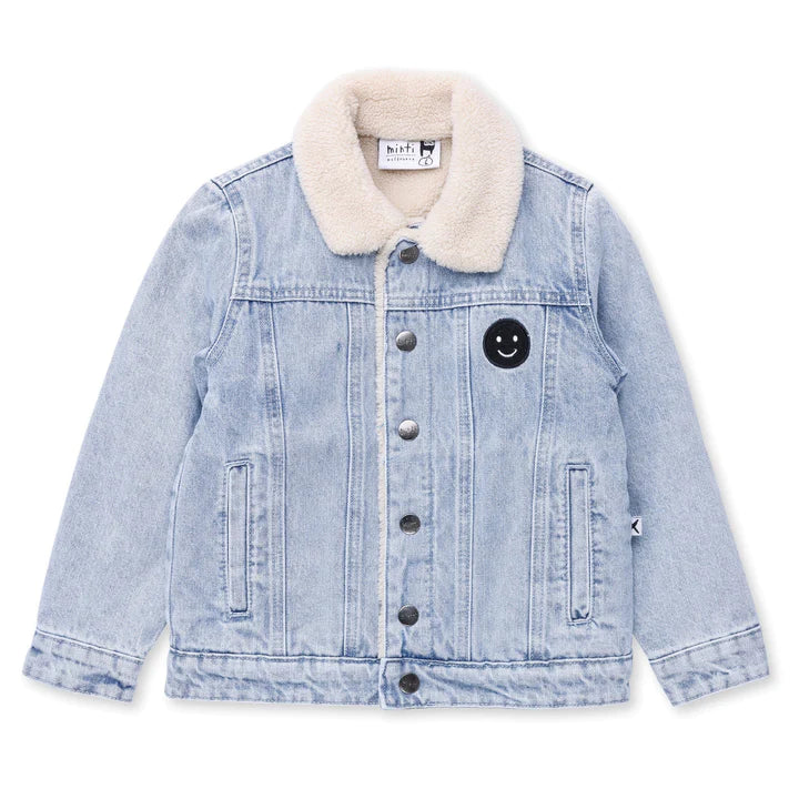 Happy Face Denim Bomber