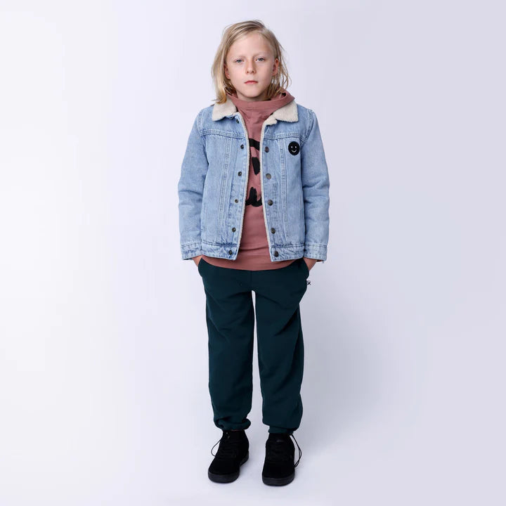 Happy Face Denim Bomber