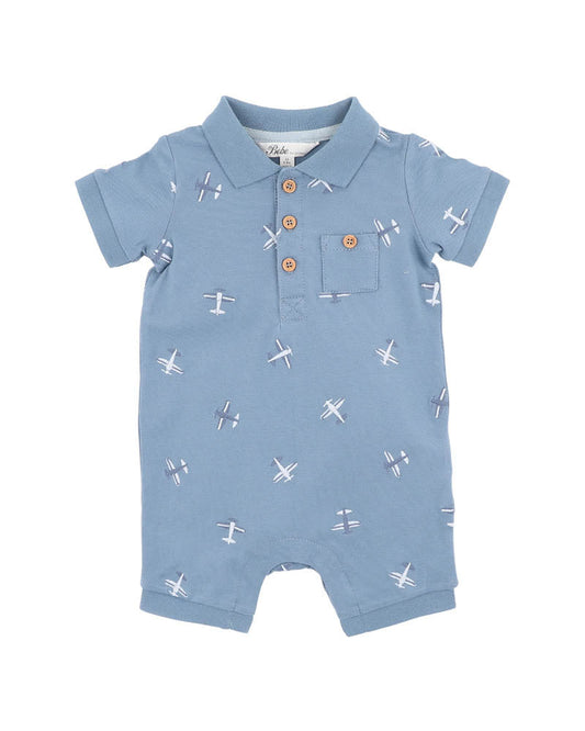 Harlan Embroidered SS Polo Romper