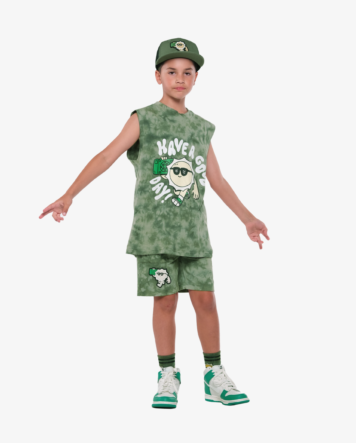 Have A Good Day Green Tie-Dye Tank