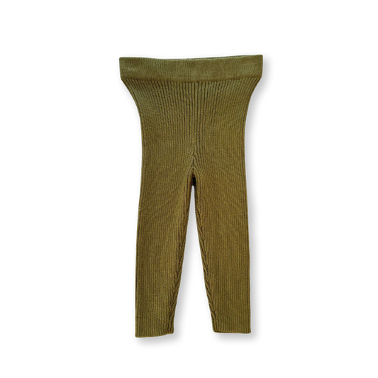 Organic Ribbed Essential Leggings - Herb