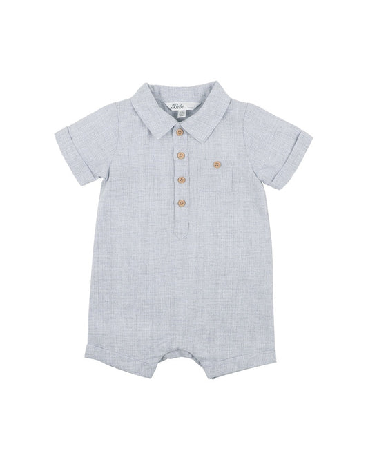 Jude Collared Romper - Storm Blue