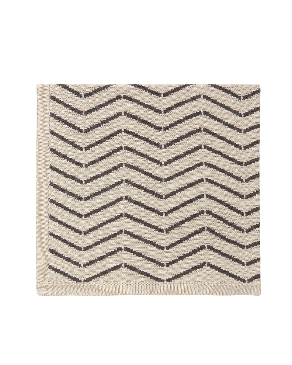 Knit Chevron Blanket - Soy