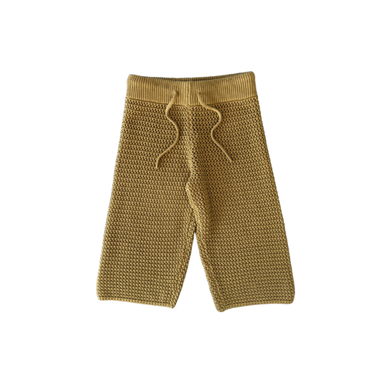 Organic Open Knit Pants - Mustard