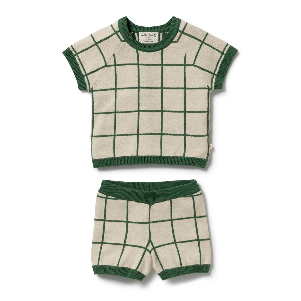 Lagoon Organic Knitted Check Set