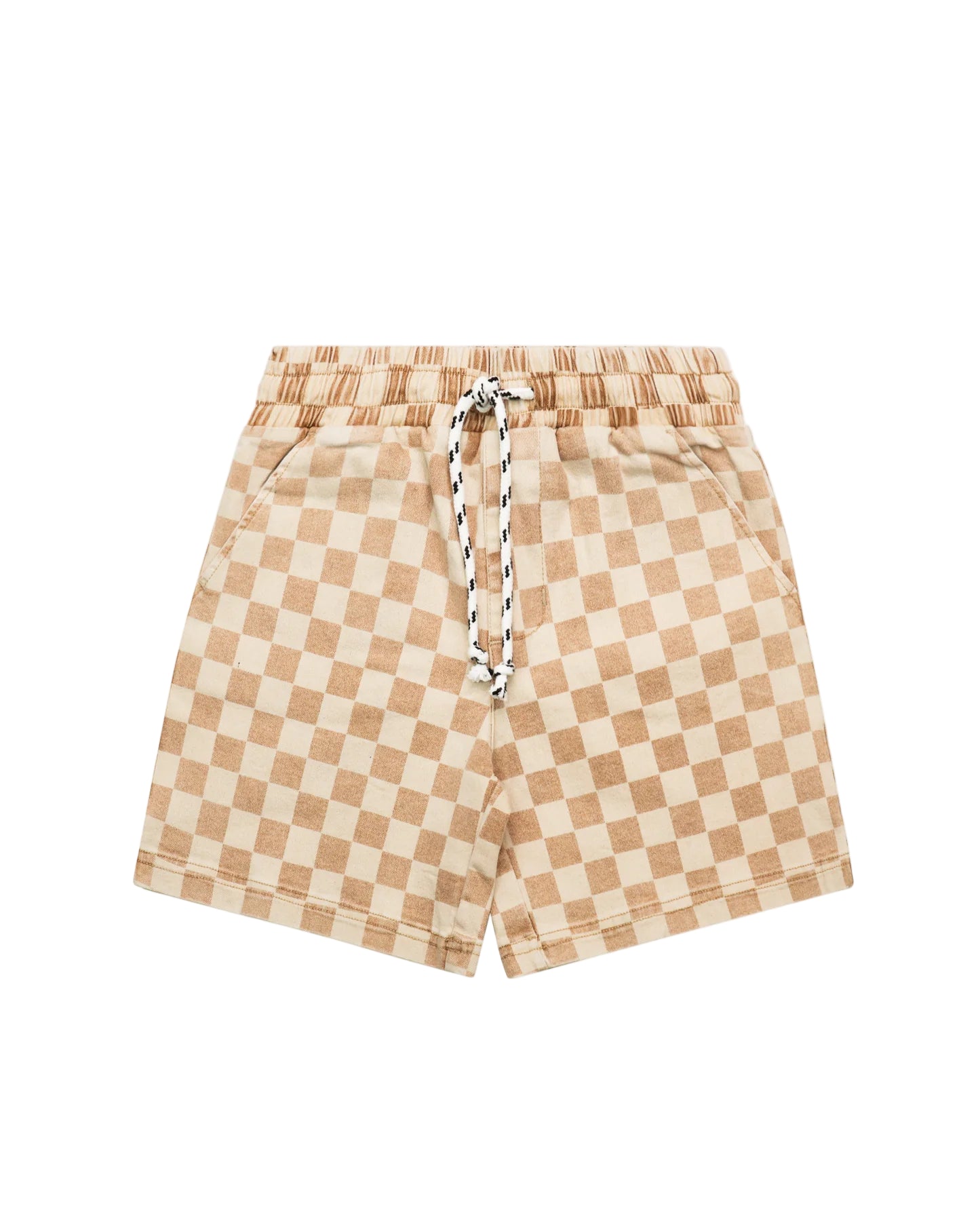 Latte Checker Denim Shorts