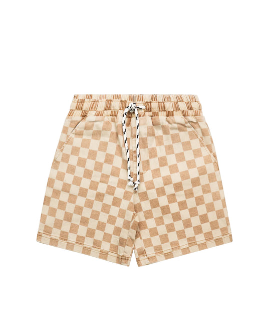 Latte Checker Denim Shorts