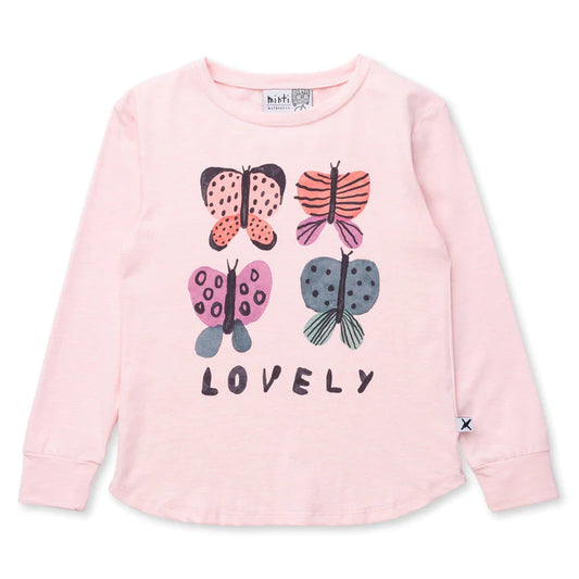 Lovely Butterflies Tee - Pink Marle