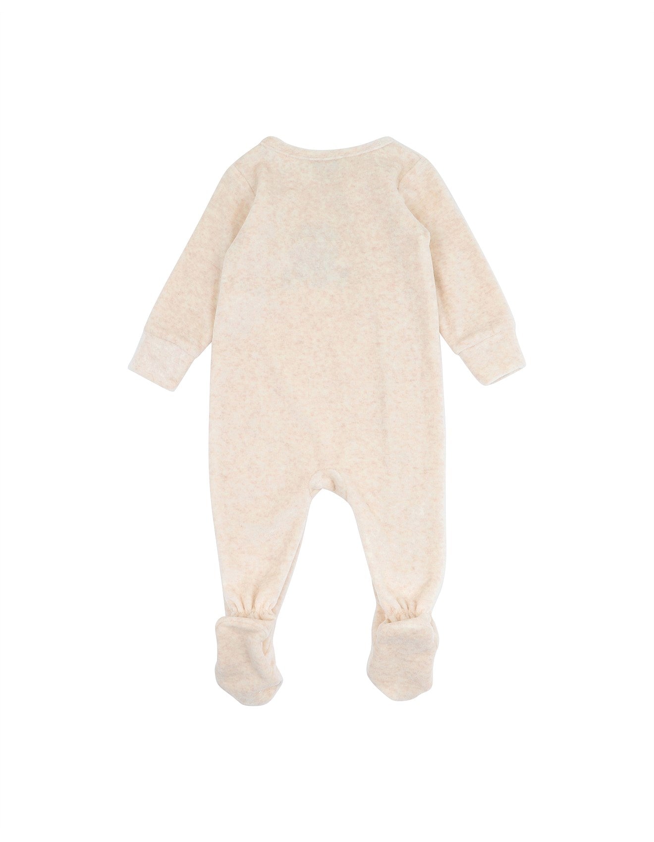 Mateo Velour LS Zip Onesie - Cream Marl