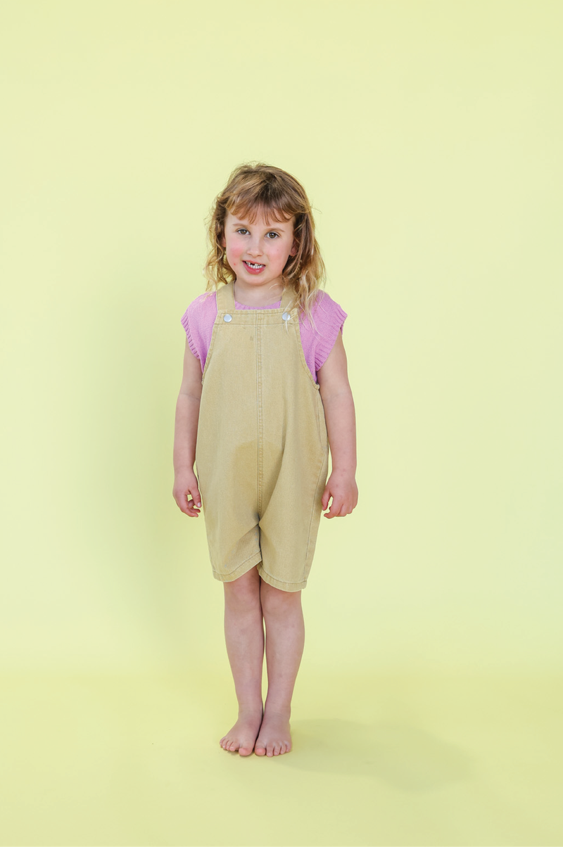 Everyday Twill Short Overalls - Mustard