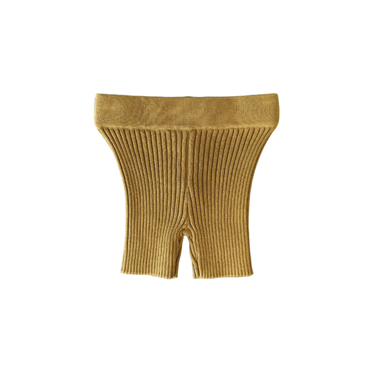 Organic Knitted Rib Bike Shorts - Mustard