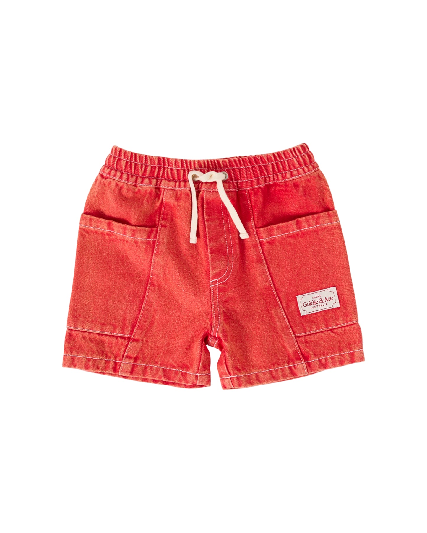 Noah Denim Pocket Shorts Apple Red