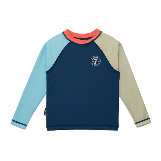 Long Sleeve Rash Vest - Ocean Colourblock