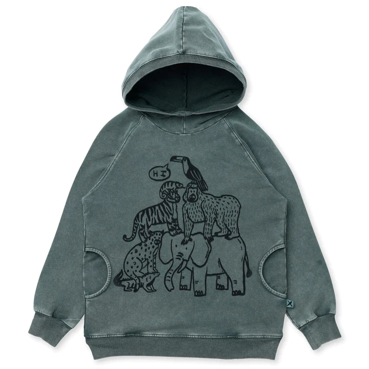 Animal Pile Up Hood - Olive Wash