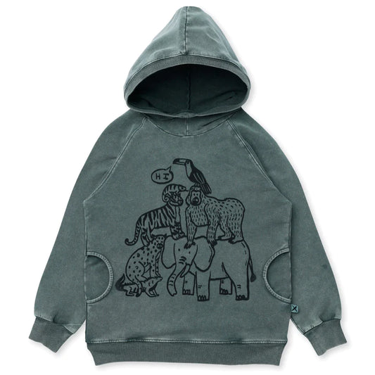 Animal Pile Up Hood - Olive Wash