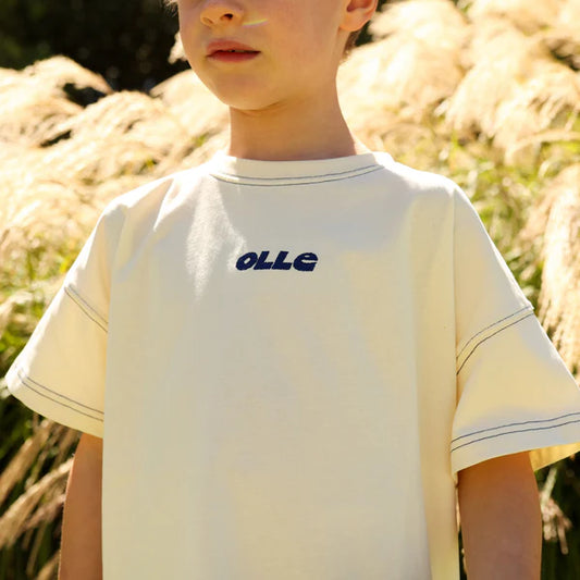 Contrast Stitch SS Tee - Ecru
