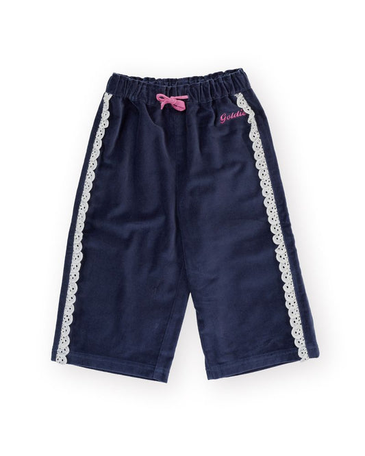 Velour Broderie Wide Leg Pants