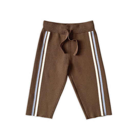 Organic Striped Milano Knit Pants - Espresso