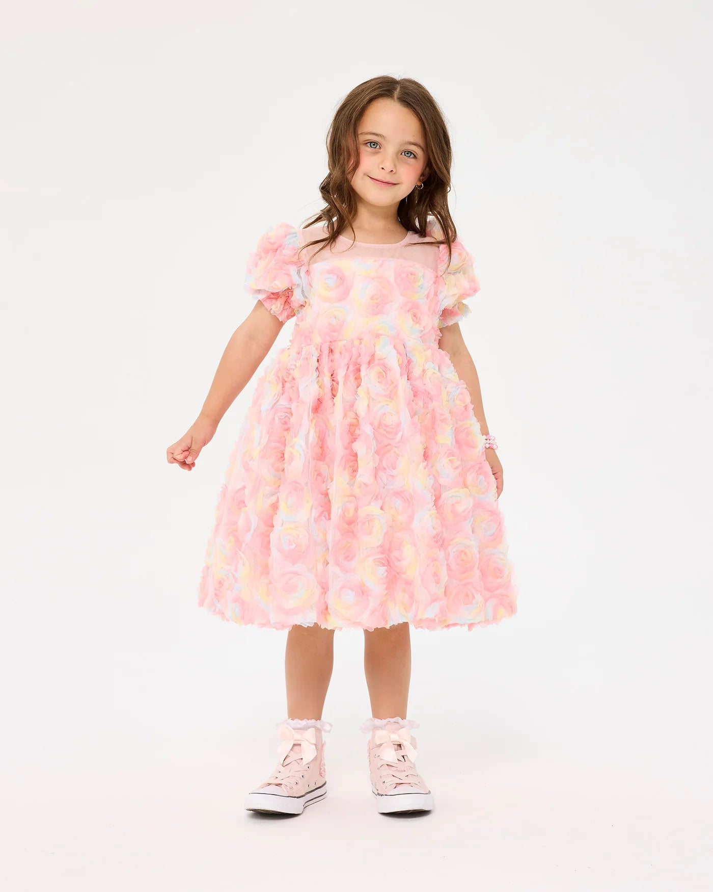 Pastel Roses Tulle Party Dress