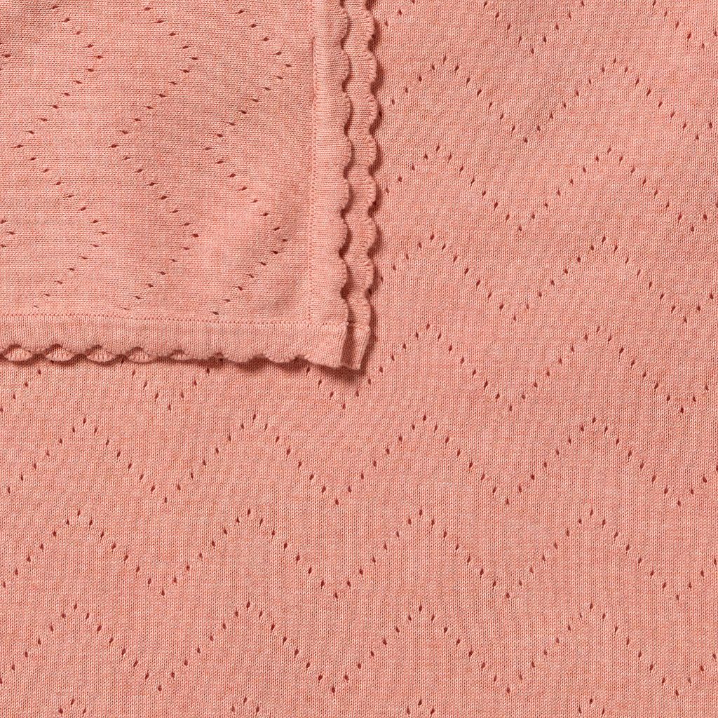 Petal Pink Organic Knitted Pointelle Blanket