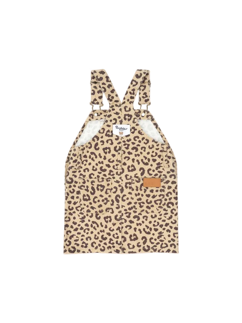 Very Cherry Leopard Print Denim Pinafore