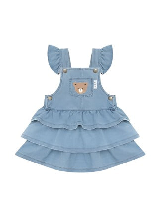Huxbear Knit Denim Frill Pinafore