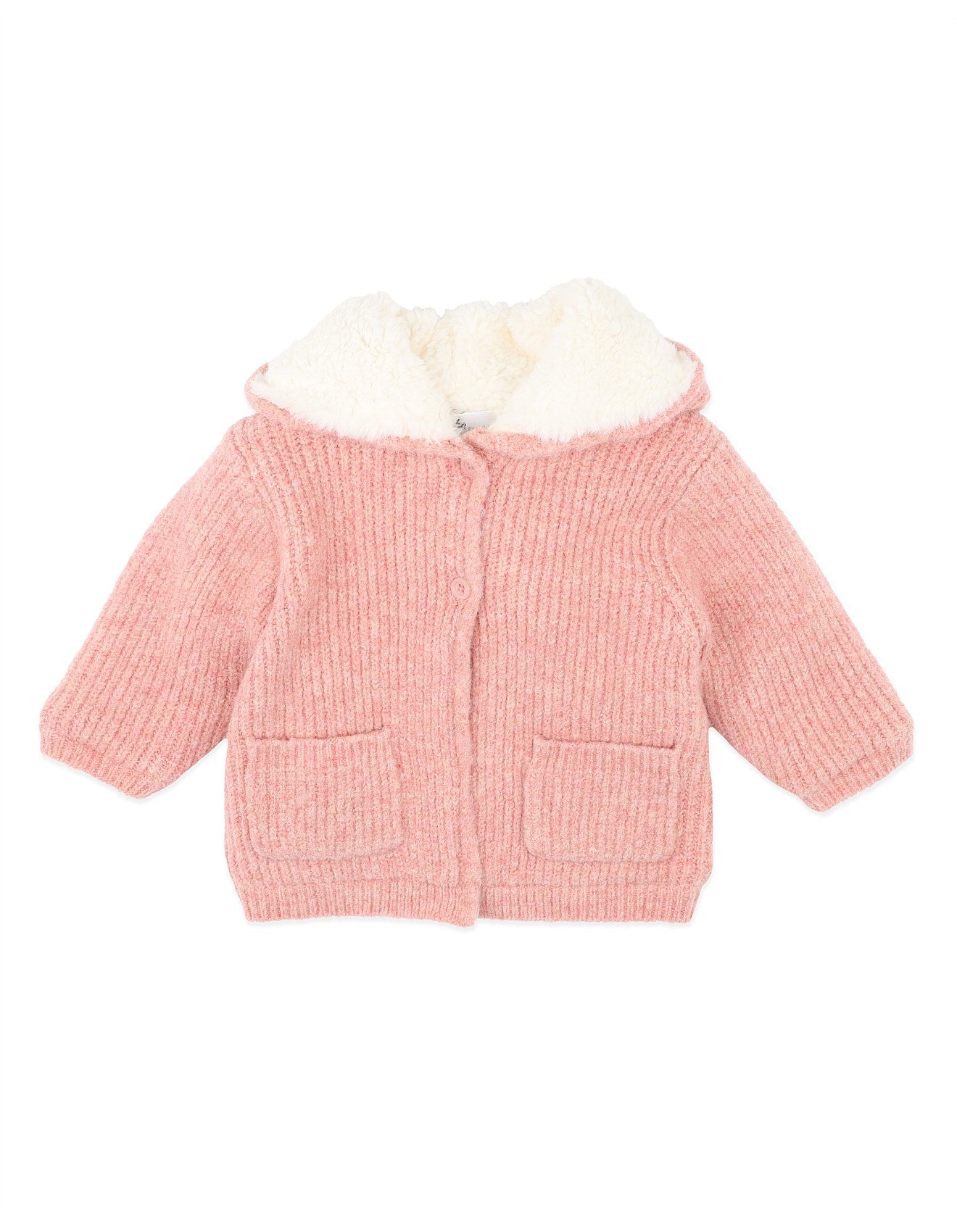 Pink Marl Knitted Hooded Jacket