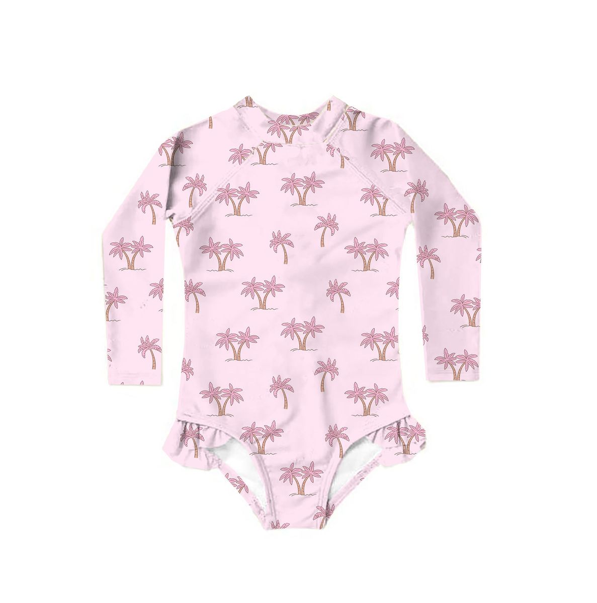 Swim Zippy L/S - Pink Palms