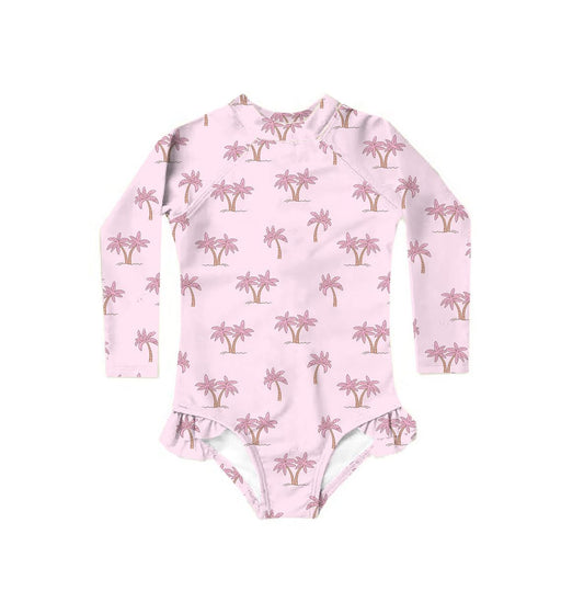 Swim Zippy L/S - Pink Palms