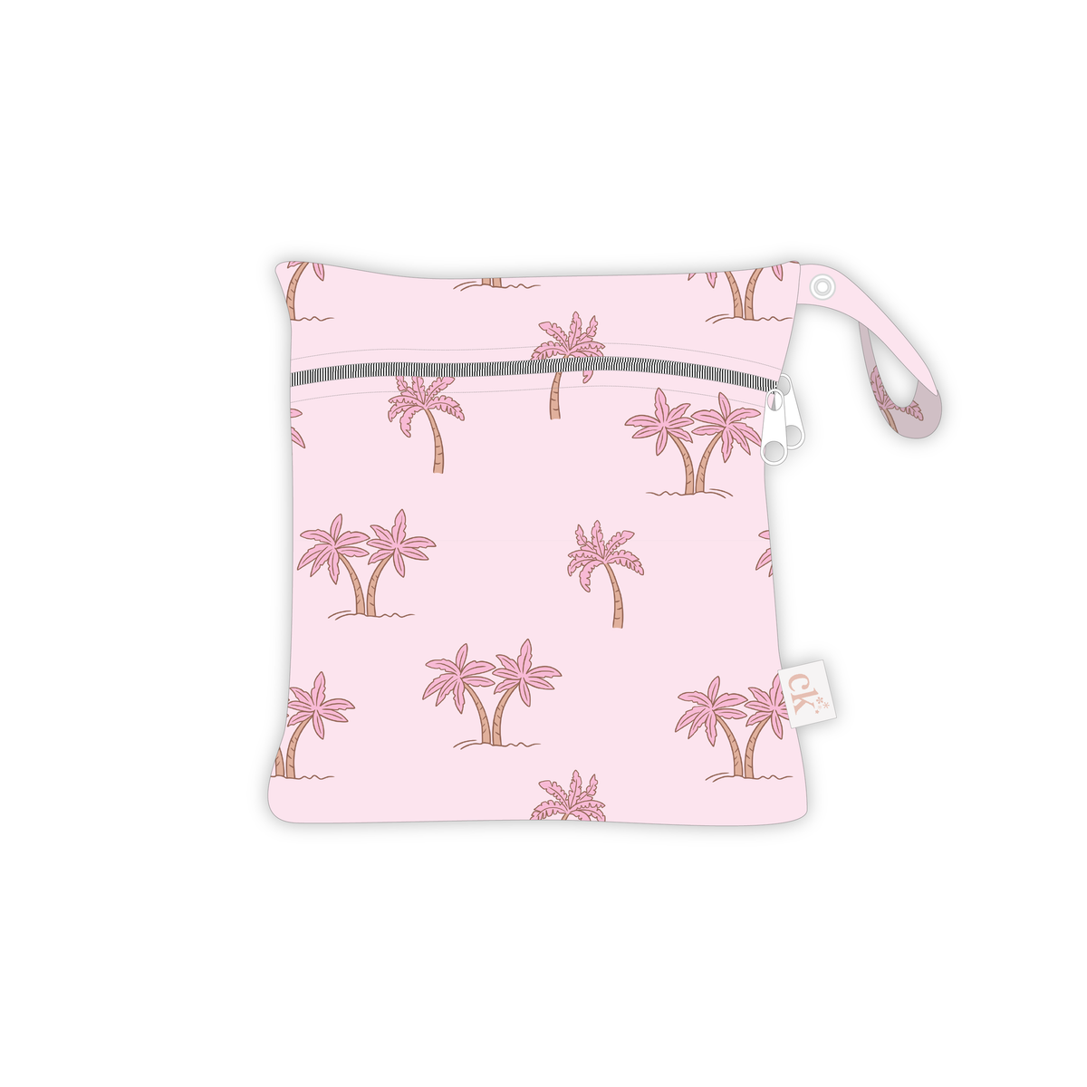 Double Pocket Wet Bag - Pink Palms
