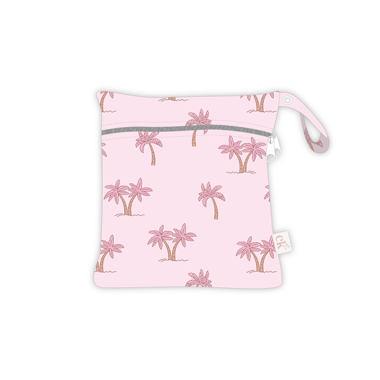 Double Pocket Wet Bag - Pink Palms