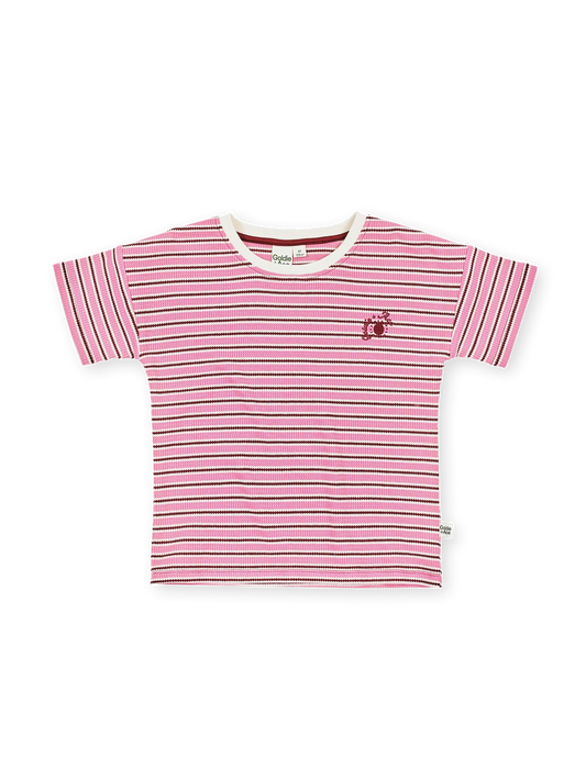 Waffle Stripe T-Shirt Pink
