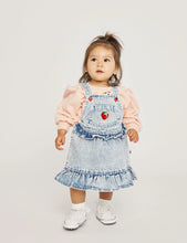 Load image into Gallery viewer, Pippa Strawberry Denim Pinafore Dress
