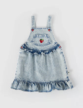 Load image into Gallery viewer, Pippa Strawberry Denim Pinafore Dress
