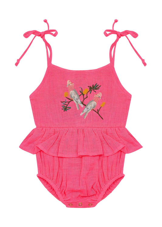 Polly Romper - Neon Blush