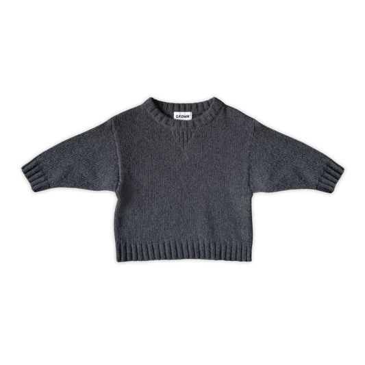 Merino Blend Knit Pull Over - Charcoal