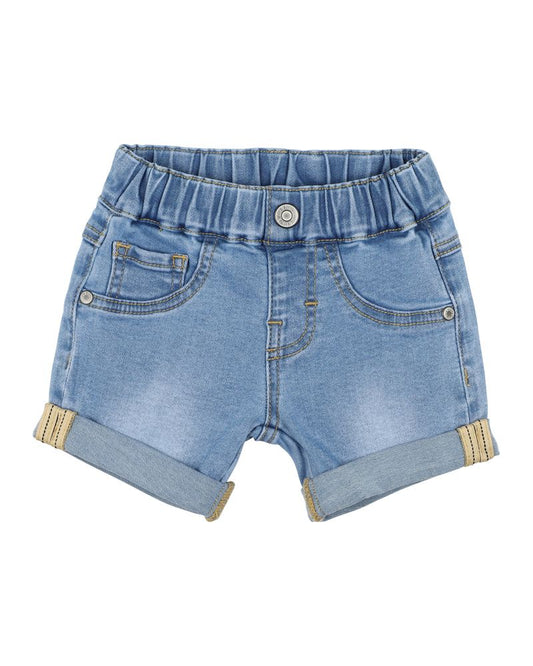 Racer Denim Shorts - Mid Blue