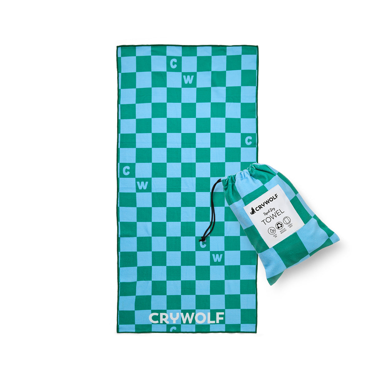 Rapid Dry Towel - Sea Green Check