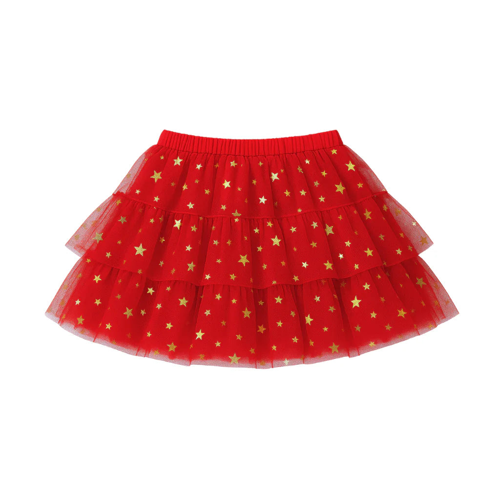 Classic Christmas Tulle Skirt - Red Stars