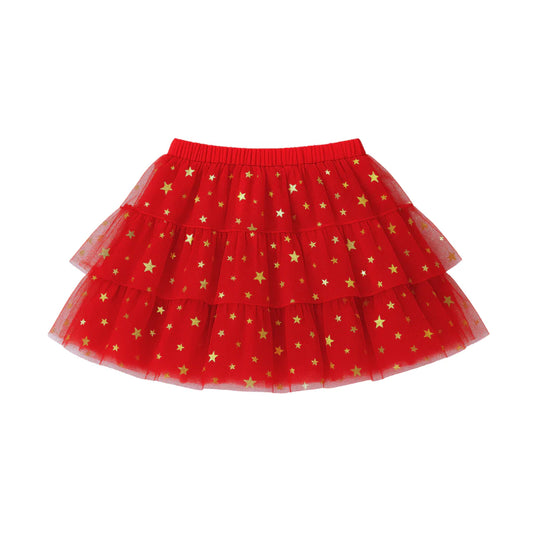 Classic Christmas Tulle Skirt - Red Stars